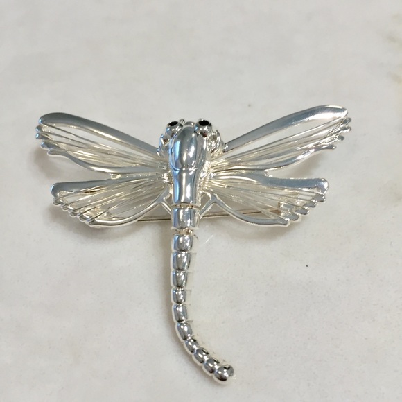 Silver Dragonfly enhancer/ pin - Picture 1 of 3